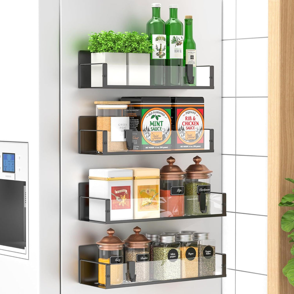 Magnetic Spice Rack Organizer for Refrigerator and Oven, 4 Pack