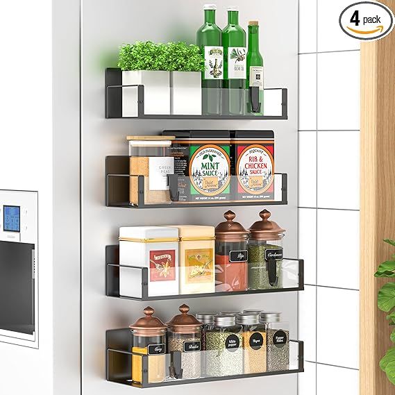 Magnetic Spice Rack Organizer for Refrigerator and Oven, 4 Pack