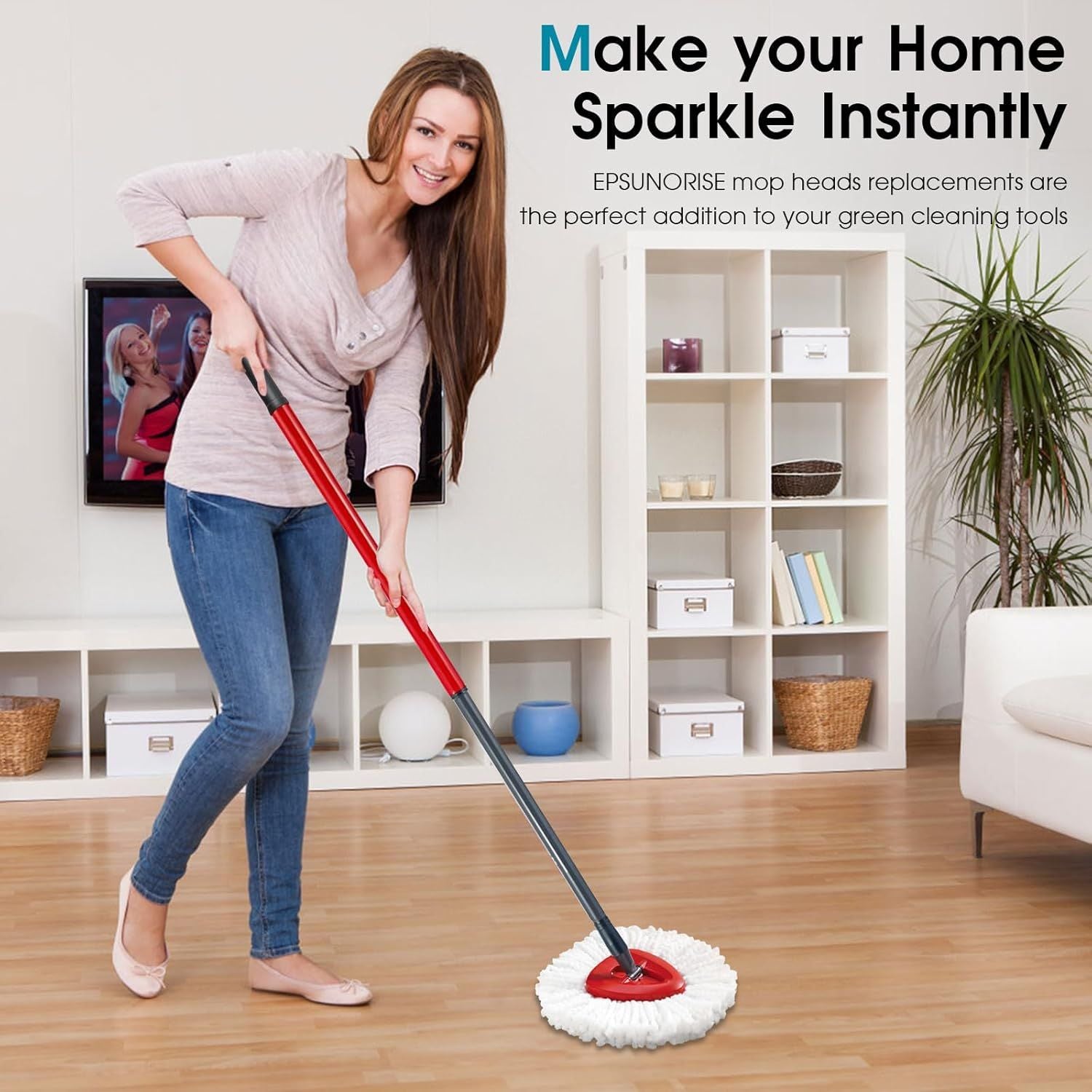 4-Pack Microfiber Mop Head Replacement for O Cedar Triangle Swivel Mops