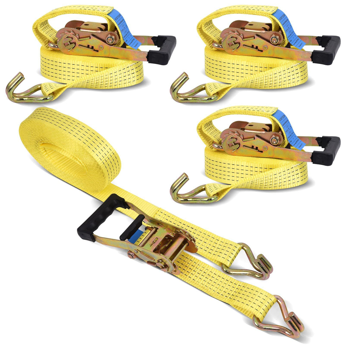4 Pack practical Ratchet Straps with Double J-Hooks – x