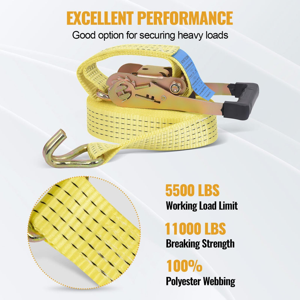 4 Pack practical Ratchet Straps with Double J-Hooks – x