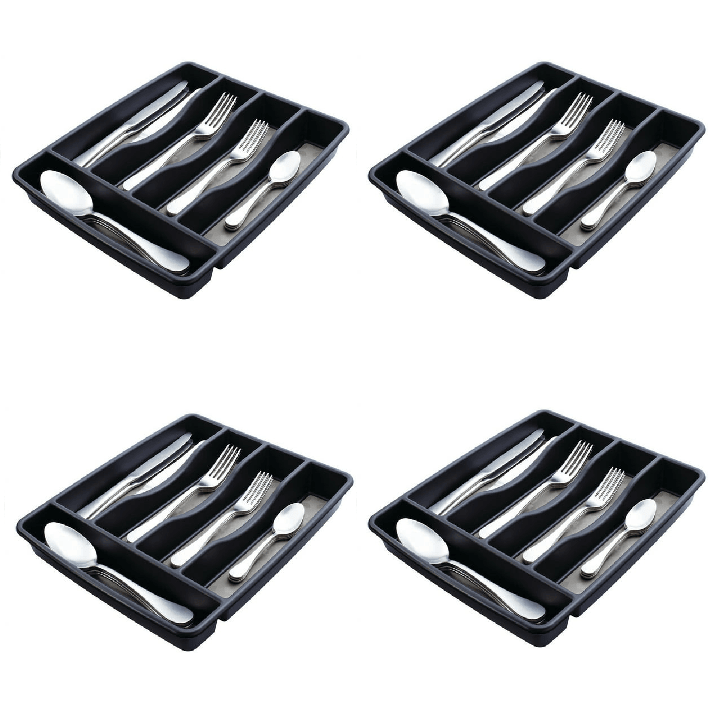 Small Silverware Organizer with 5 Compartments, Non-Slip Bottom