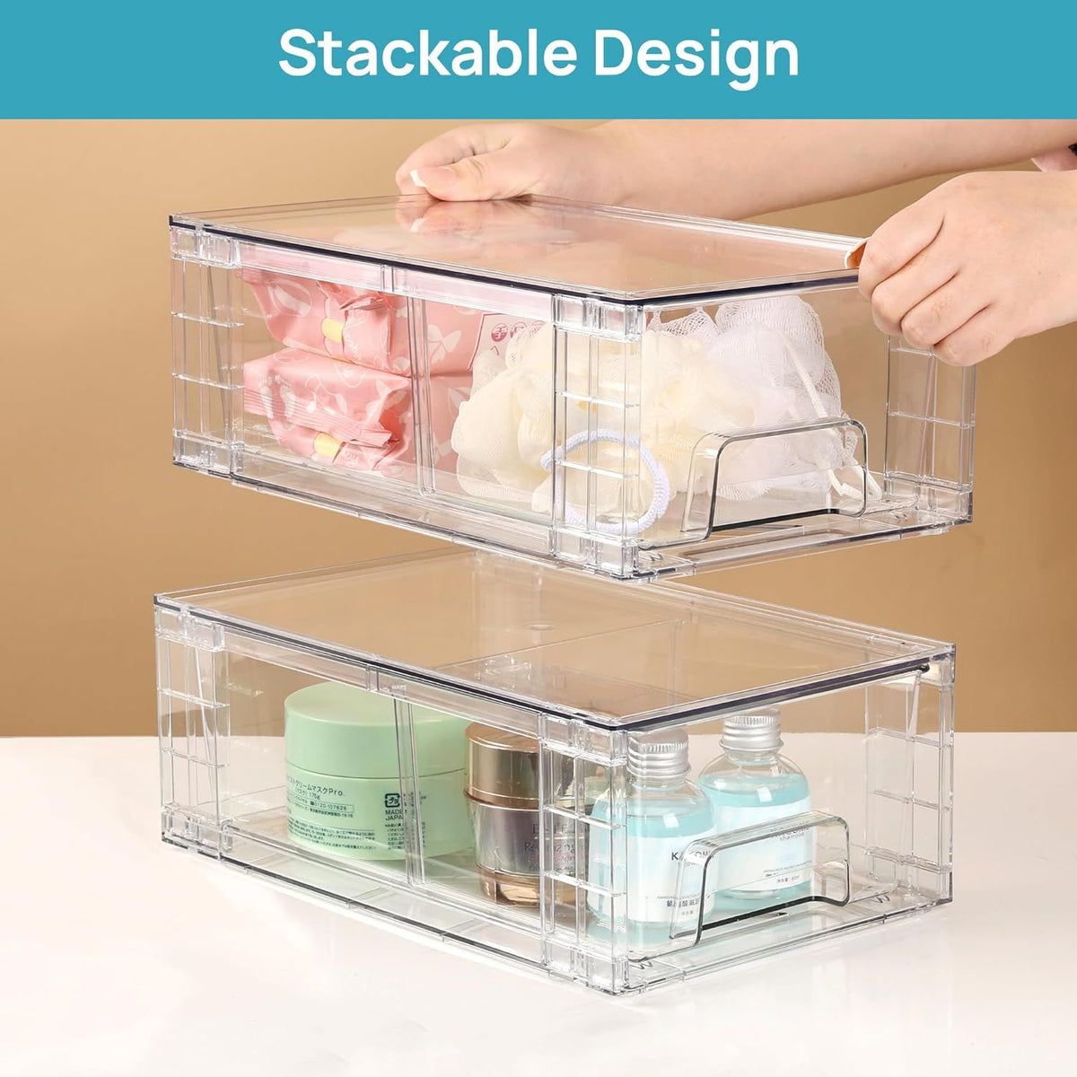 Four Clear Stackable Drawers for Everyday Organization