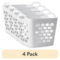 Four Flexible Square Laundry Hampers with Handles and Airflow Vents