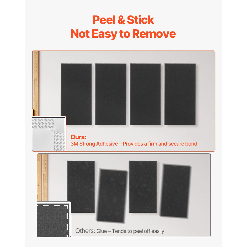 Self-Adhesive Black Acoustic Wall Panels