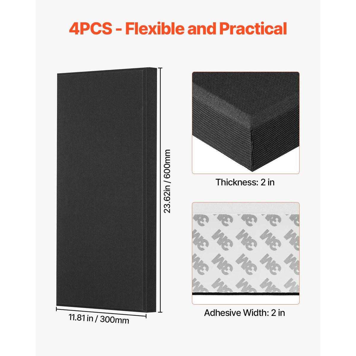Self-Adhesive Black Acoustic Wall Panels
