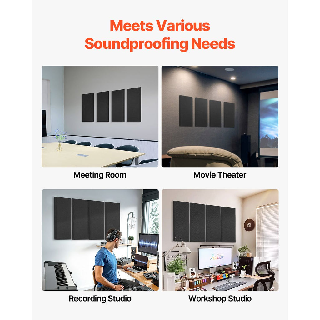Self-Adhesive Black Acoustic Wall Panels