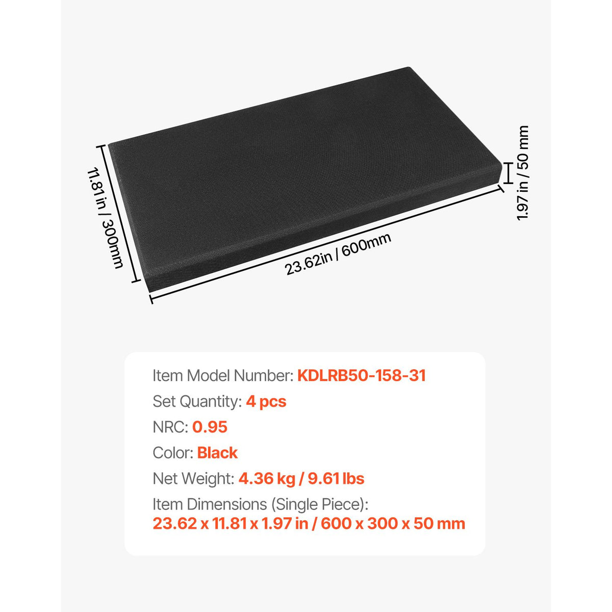 Self-Adhesive Black Acoustic Wall Panels