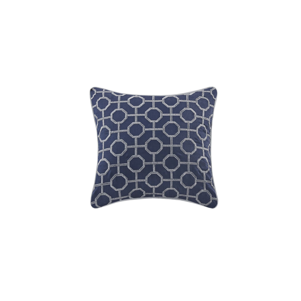 Navy and Gray Reversible Jacquard Quilt Ensemble