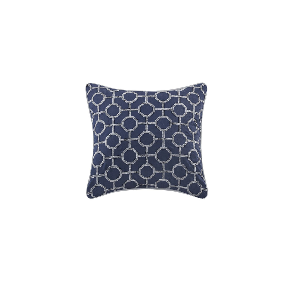 Navy and Gray Reversible Jacquard Quilt Ensemble