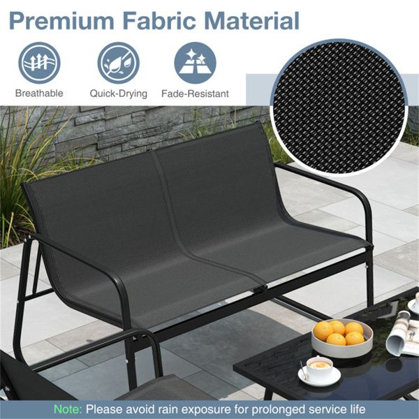 Premium 4-Piece Outdoor Conversation Set with Tempered Glass Coffee Table