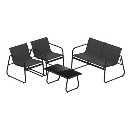 Premium 4-Piece Outdoor Conversation Set with Tempered Glass Coffee Table