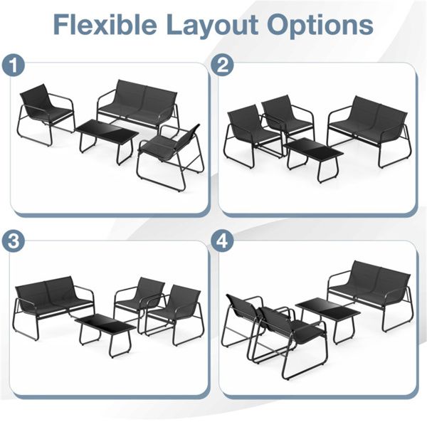 Premium 4-Piece Outdoor Conversation Set with Tempered Glass Coffee Table