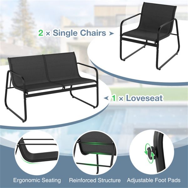 Premium 4-Piece Outdoor Conversation Set with Tempered Glass Coffee Table