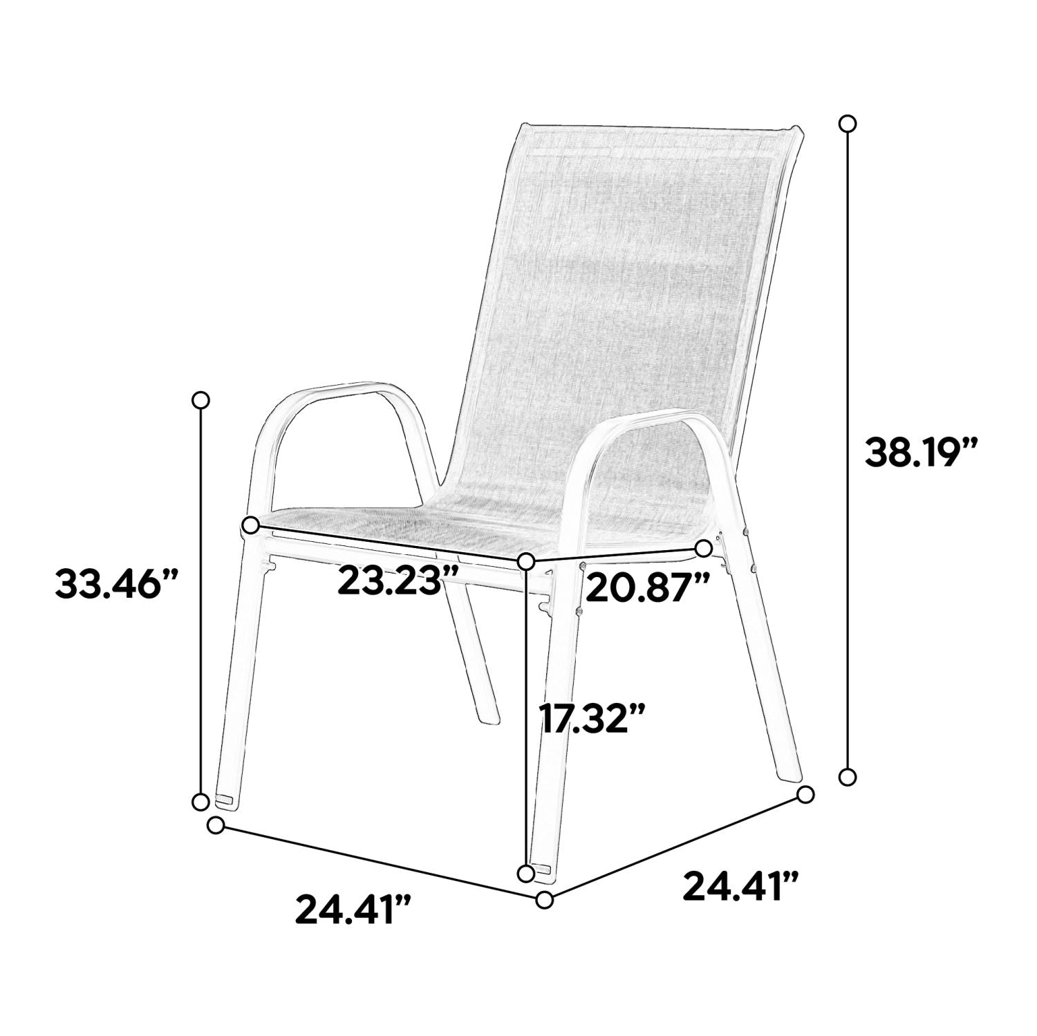 4-Piece Patio Chairs with Breathable Seats and Armrests