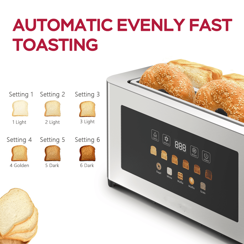 Four-Slot Toaster With Dual Controls and Defrost Settings