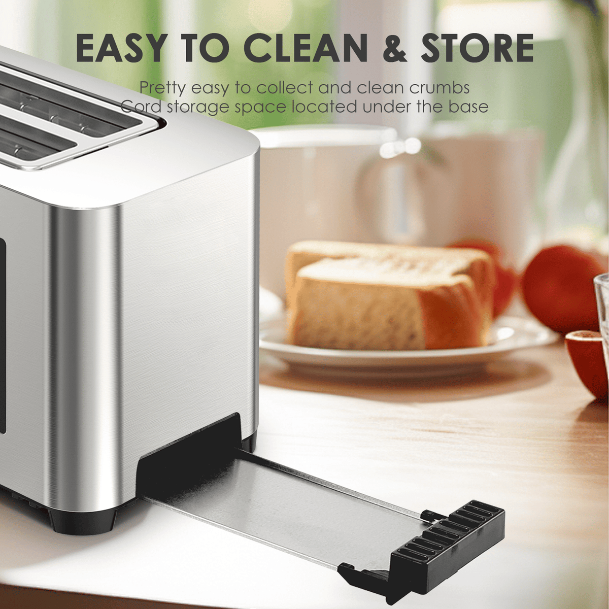 Four-Slot Toaster With Dual Controls and Defrost Settings