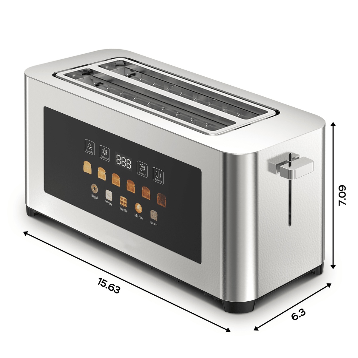 Four-Slot Toaster With Dual Controls and Defrost Settings