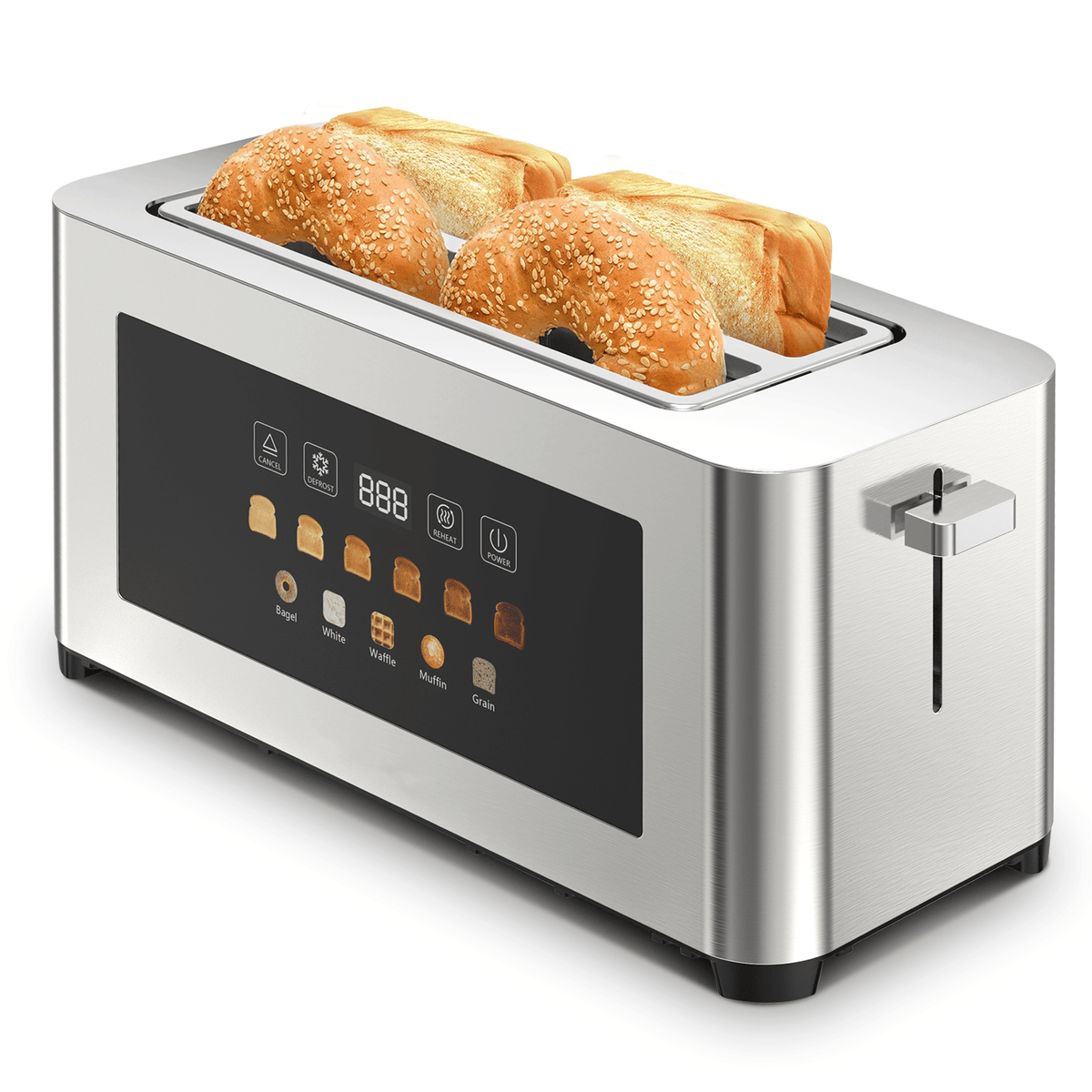 Four-Slot Toaster With Dual Controls and Defrost Settings
