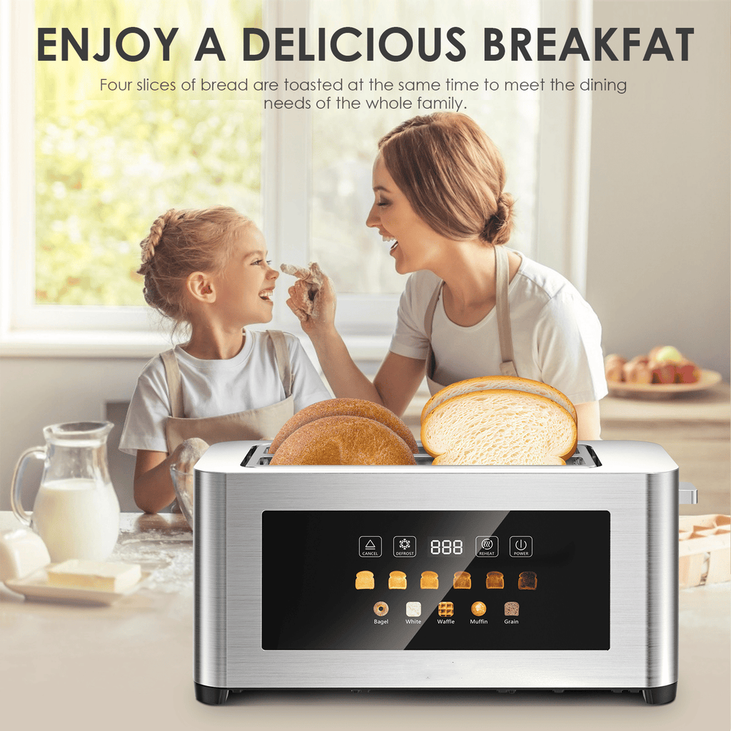 Four-Slot Toaster With Dual Controls and Defrost Settings