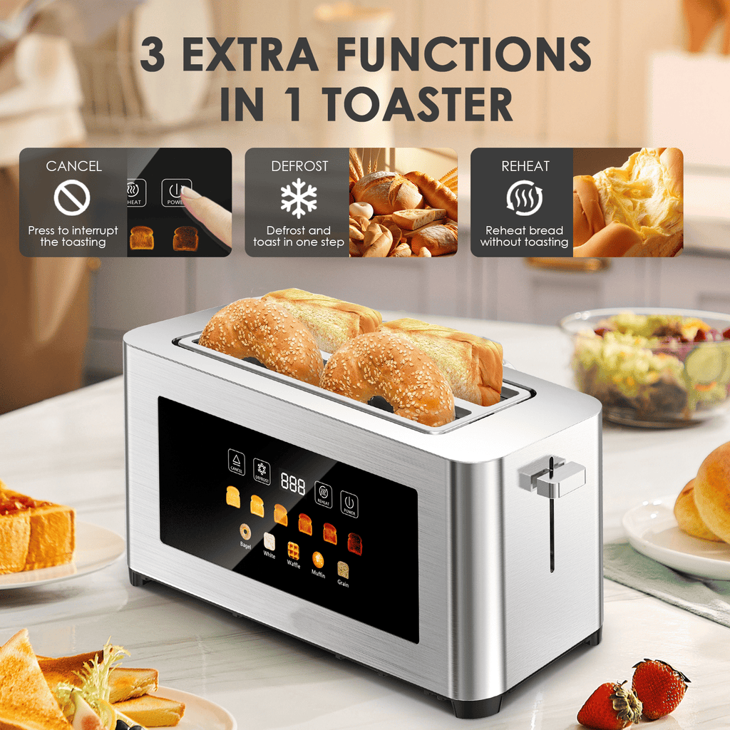 Four-Slot Toaster With Dual Controls and Defrost Settings