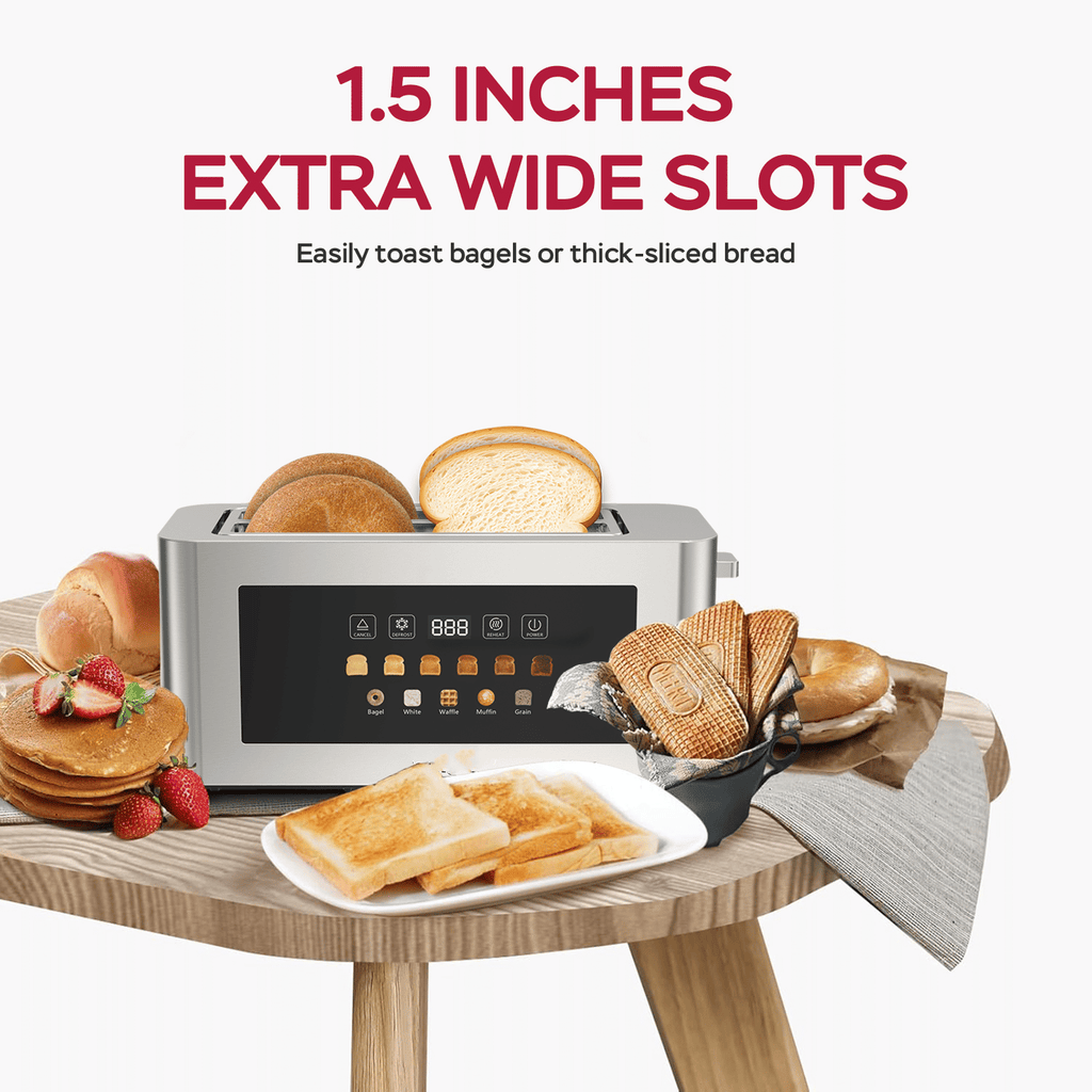 Four-Slot Toaster With Dual Controls and Defrost Settings
