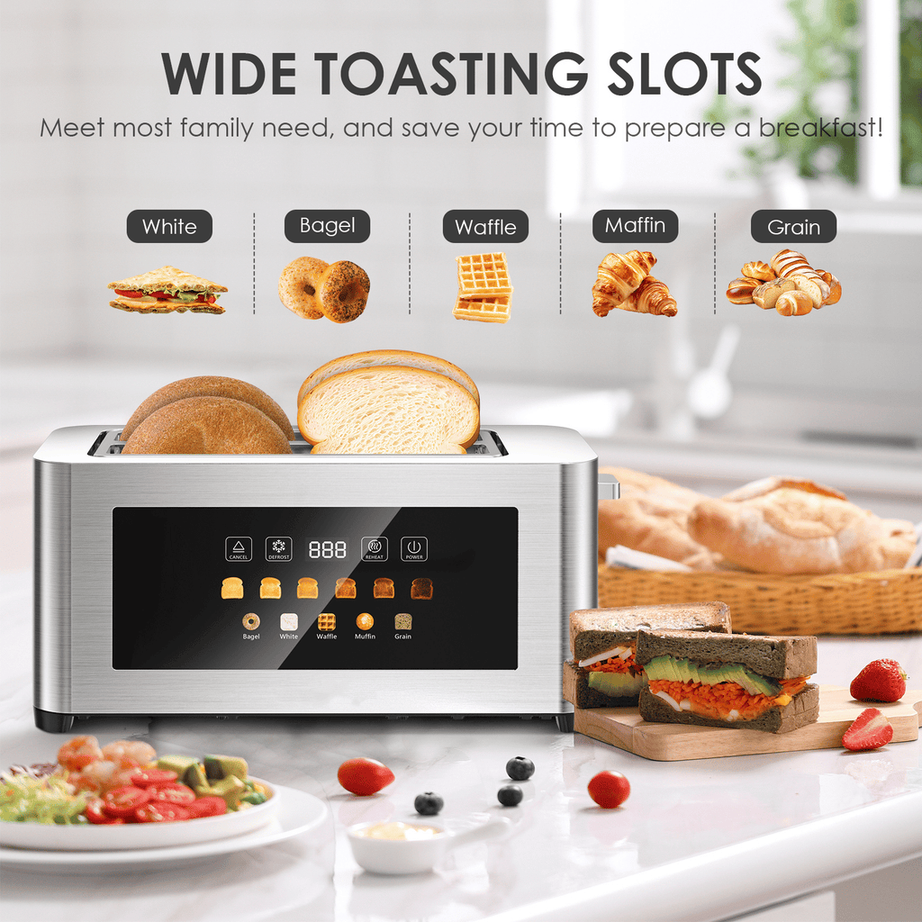 Four-Slot Toaster With Dual Controls and Defrost Settings