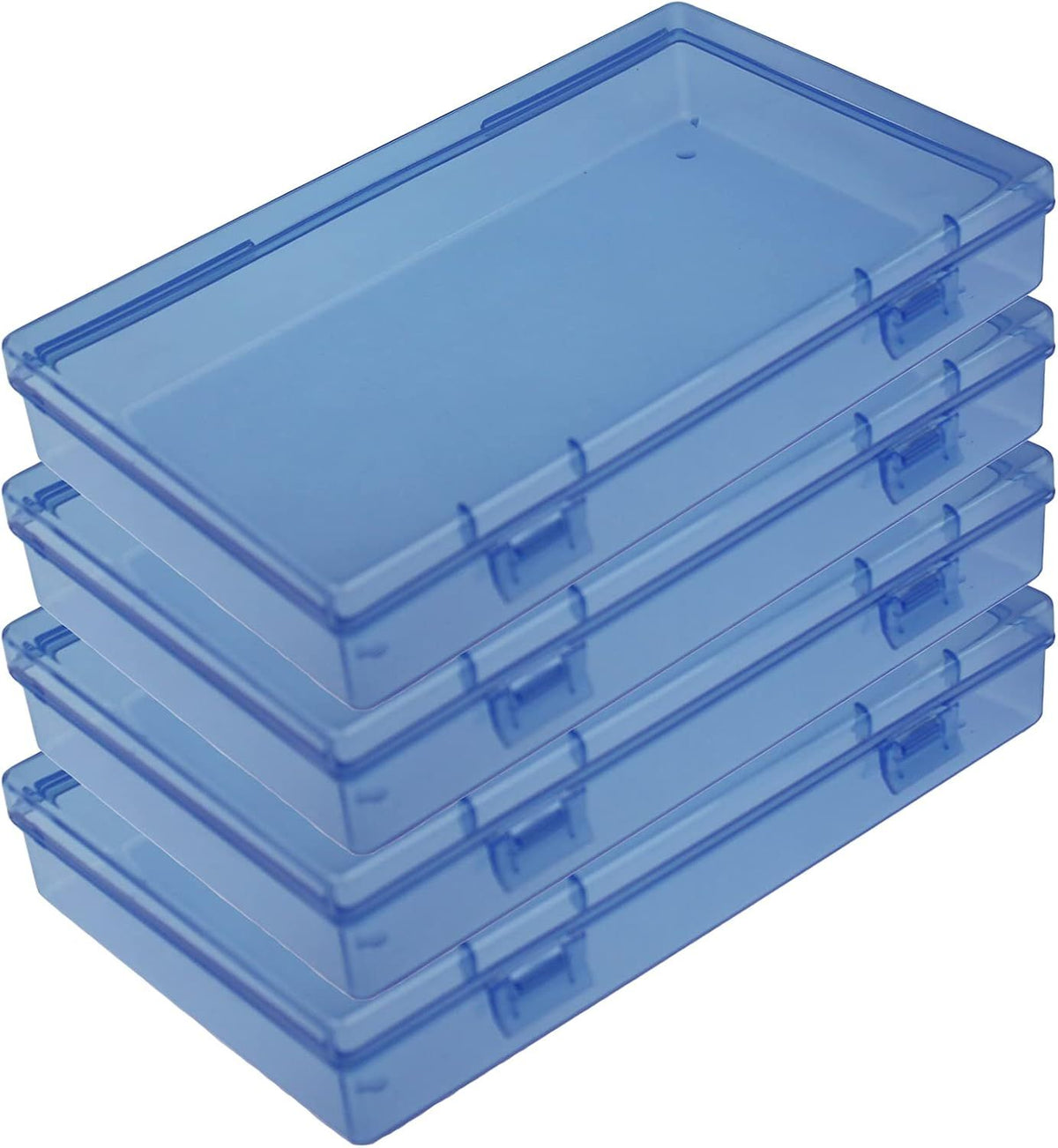 Four Rectangular Storage Boxes With Hinged Lids for Small Items