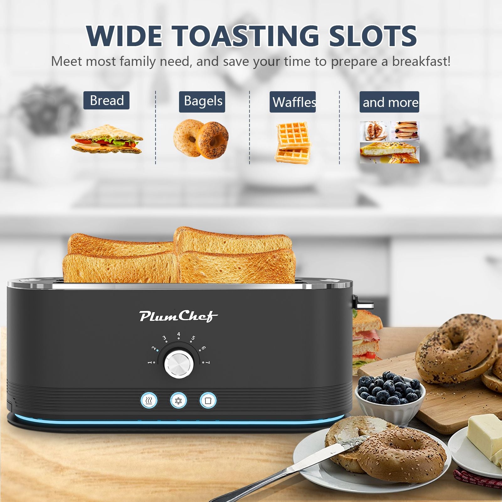 Premium Stainless Steel 4-Slice Toaster with 7 Browning Settings & Smart Modes