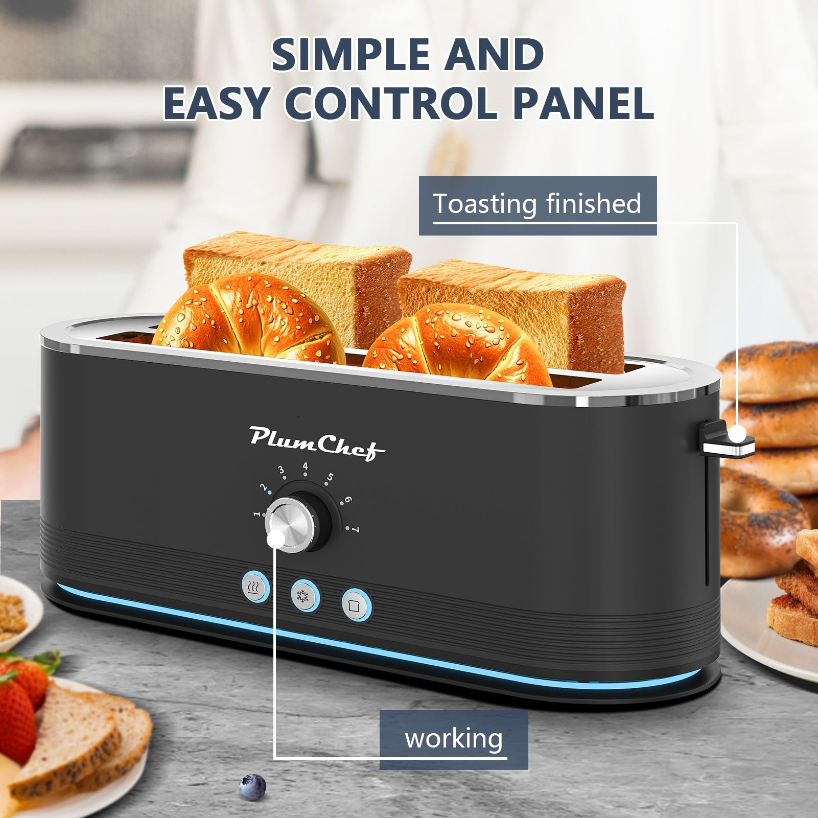 Premium Stainless Steel 4-Slice Toaster with 7 Browning Settings & Smart Modes