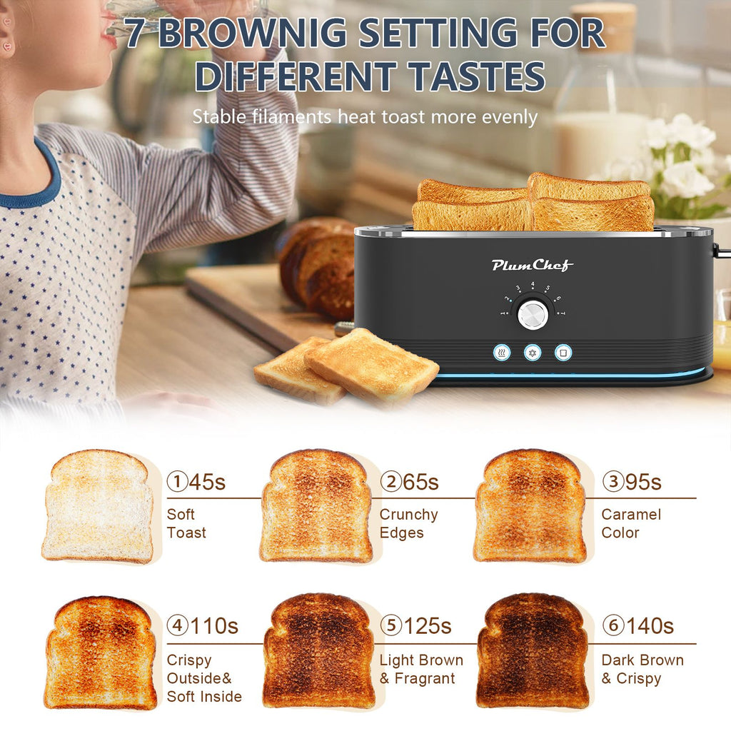 Premium Stainless Steel 4-Slice Toaster with 7 Browning Settings & Smart Modes