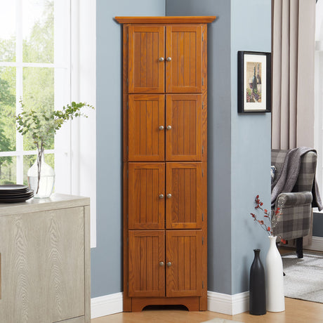 4-Tier 72" Corner Kitchen Pantry Storage Cabinet with 8 Doors Tall Storage Cabinet, Corner Cabinet a