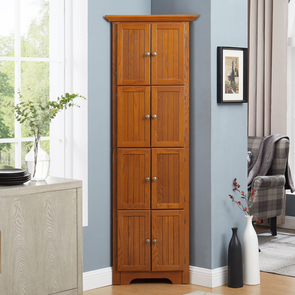 4-Tier 72" Corner Kitchen Pantry Storage Cabinet with 8 Doors Tall Storage Cabinet, Corner Cabinet a