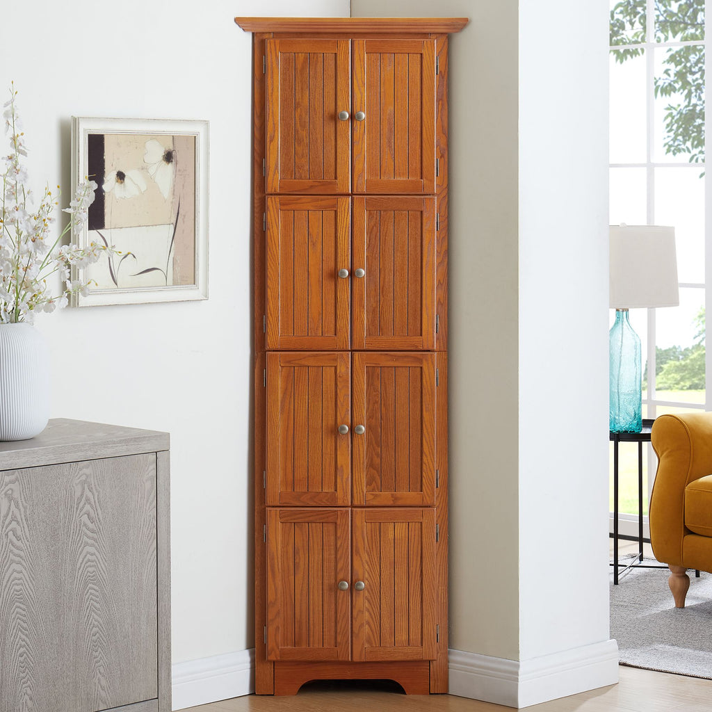 4-Tier 72" Corner Kitchen Pantry Storage Cabinet with 8 Doors Tall Storage Cabinet, Corner Cabinet a