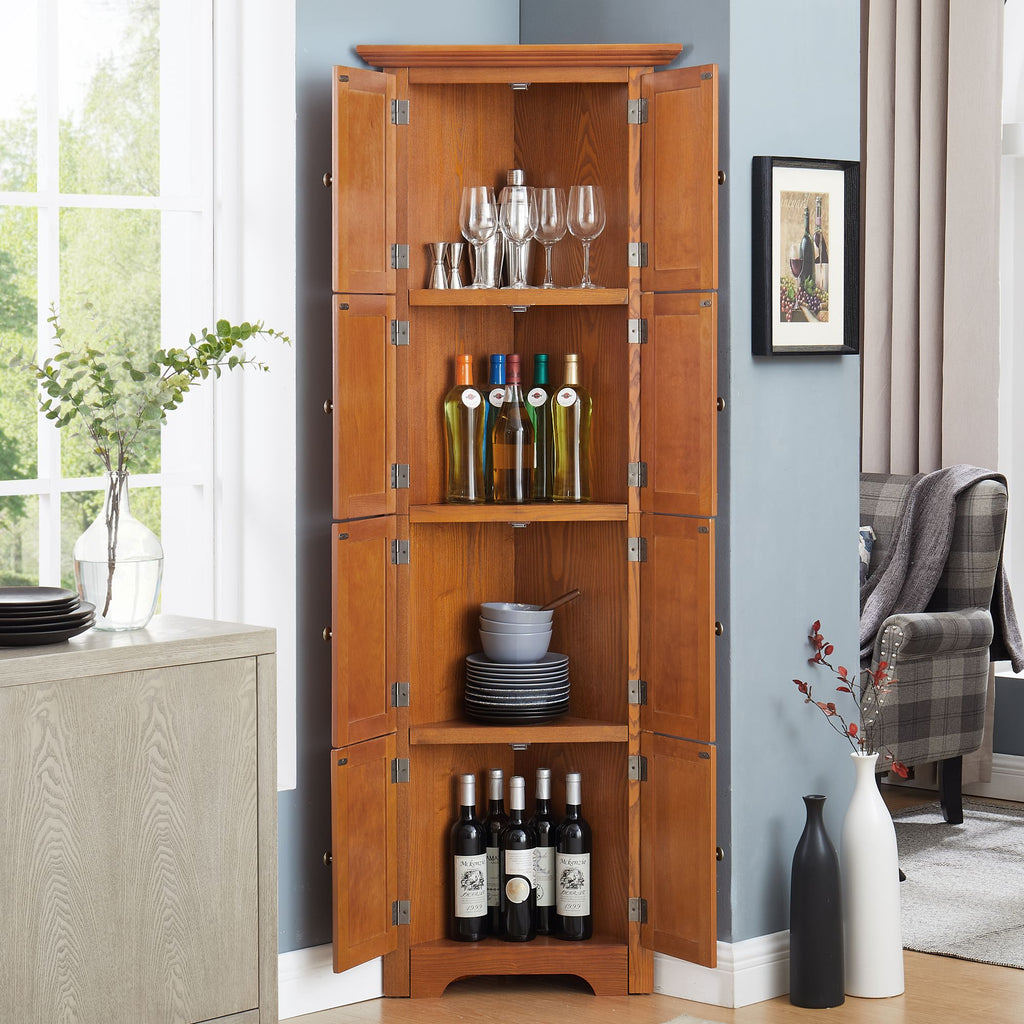 4-Tier 72" Corner Kitchen Pantry Storage Cabinet with 8 Doors Tall Storage Cabinet, Corner Cabinet a