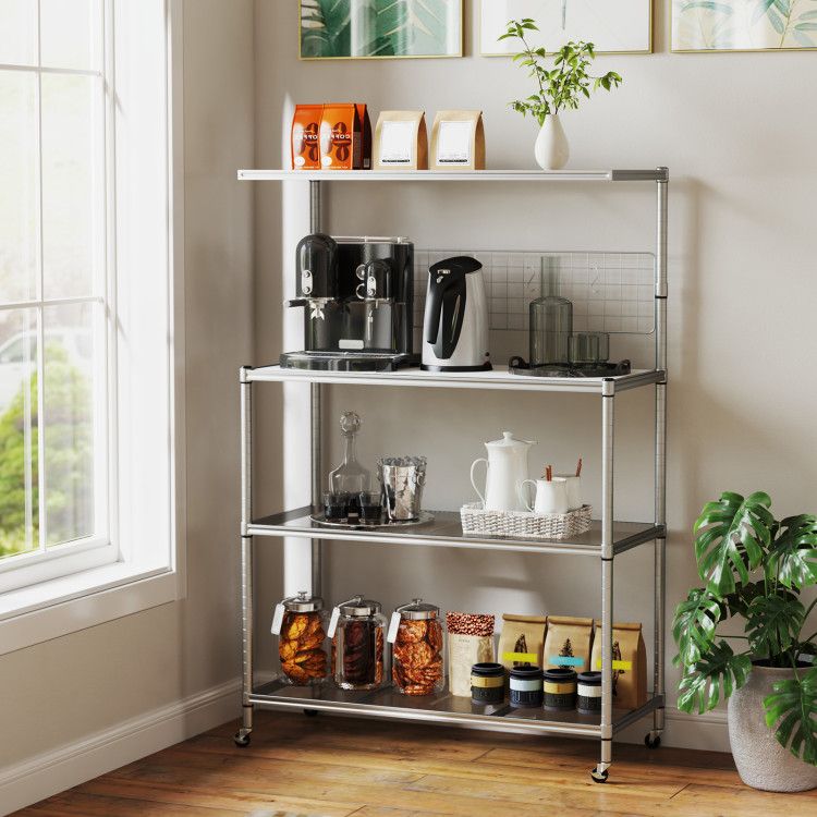 Mobile 4-Tier Baker’s Rack with Flexible Kitchen Storage