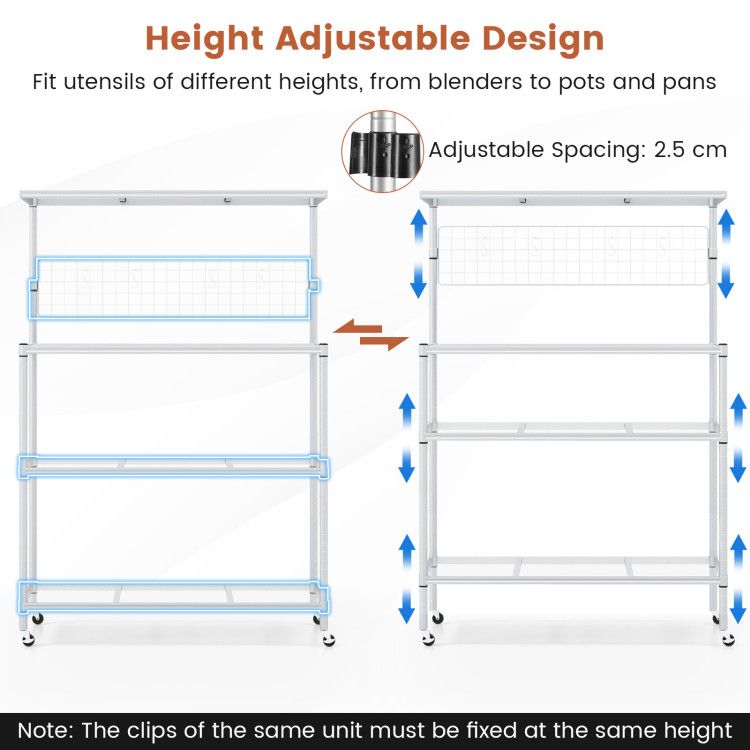Mobile 4-Tier Baker’s Rack with Flexible Kitchen Storage
