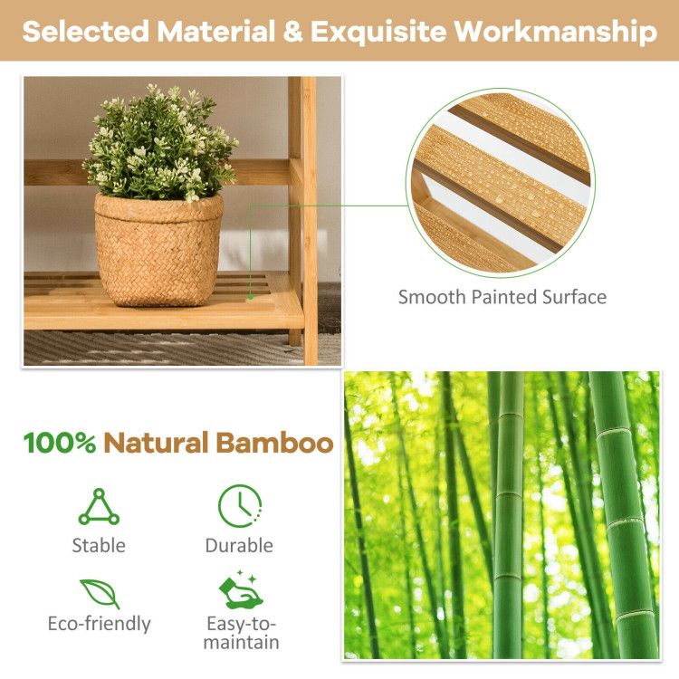 4-Tier Bamboo Bookshelf Ladder Shelf Plant Stand Rack