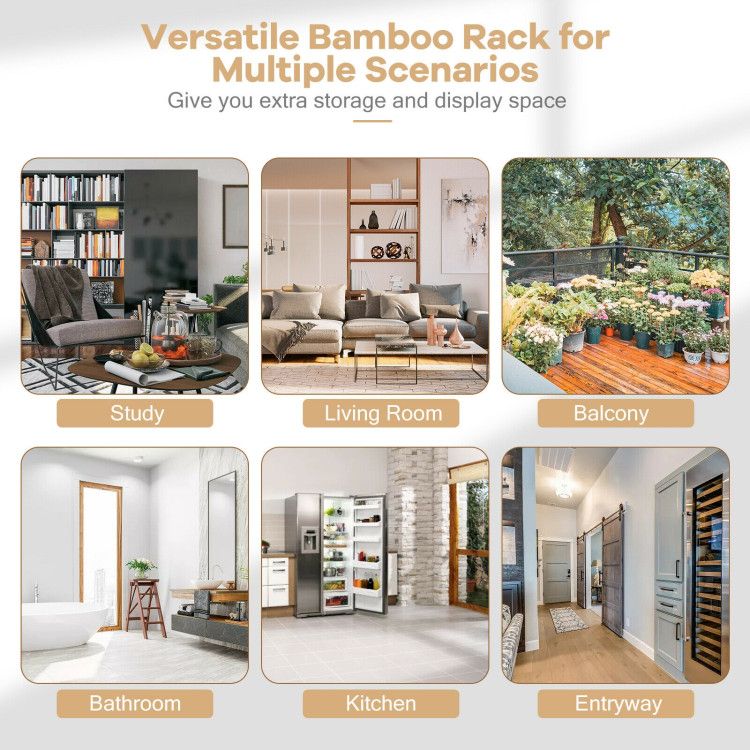 4-Tier Bamboo Bookshelf Ladder Shelf Plant Stand Rack