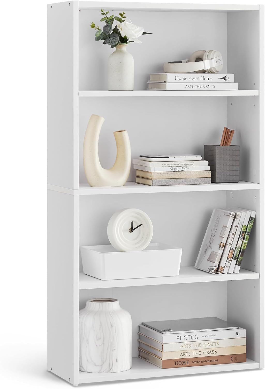 VASAGLE CUSTOS 4-Tier Open Bookcase – Minimalist Compartment Design