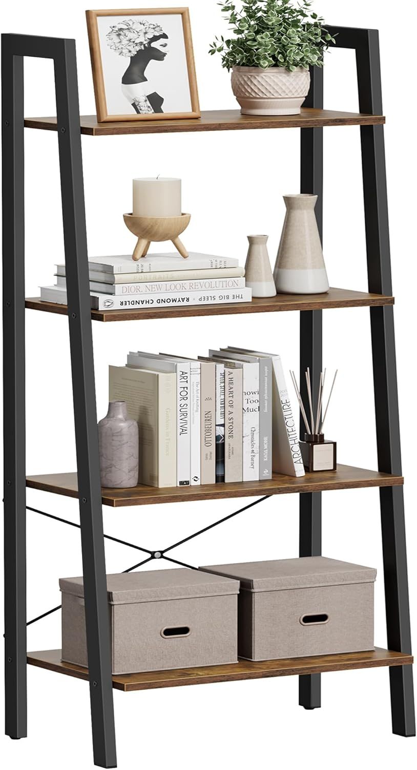 Industrial Bookshelf and Storage Rack with Open Shelves for Taller Items