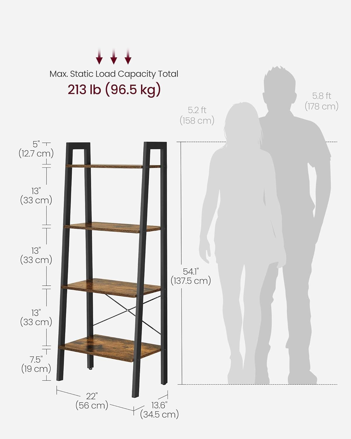 Industrial Bookshelf and Storage Rack with Open Shelves for Taller Items