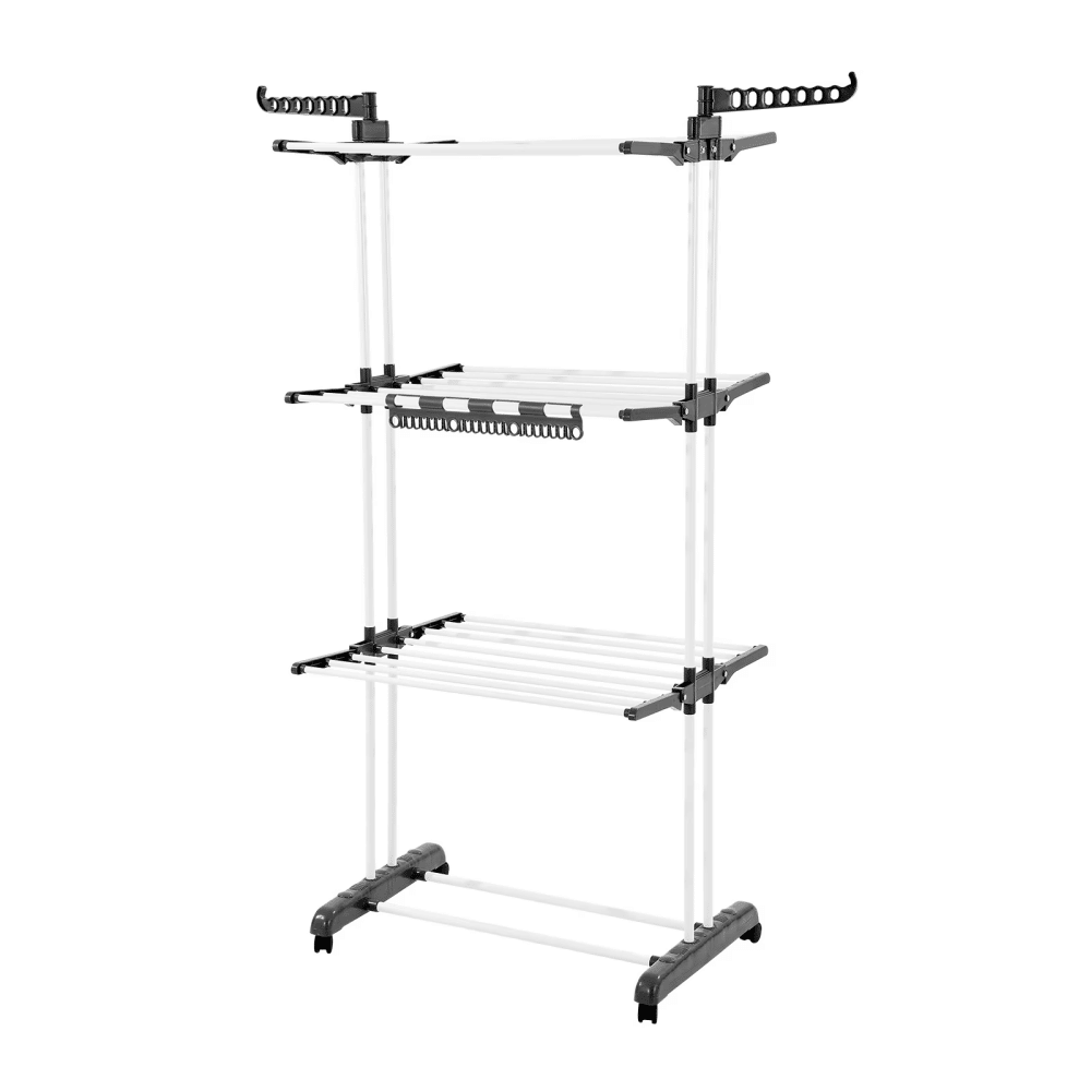 Foldable Tiered Clothes Drying Rack with Locking Wheels