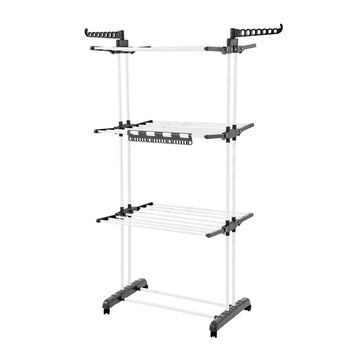 Foldable Tiered Clothes Drying Rack with Locking Wheels