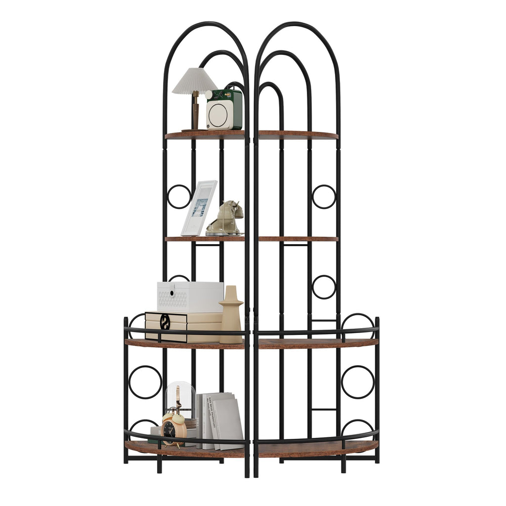 4 Tier Corner Bookshelf Modern Style Plant Stand with Metal Frame Space Saving Display
