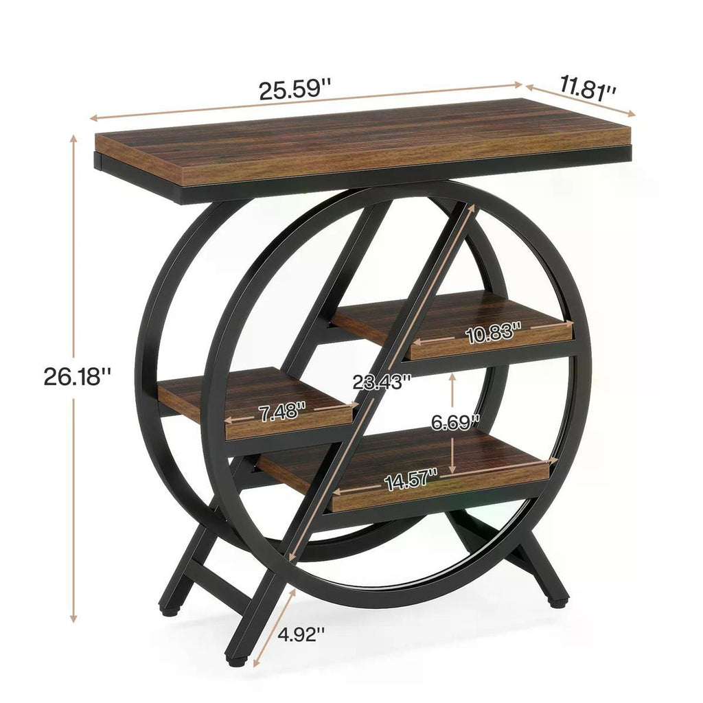 Industrial 4-Tier End Table with Staggered Shelves