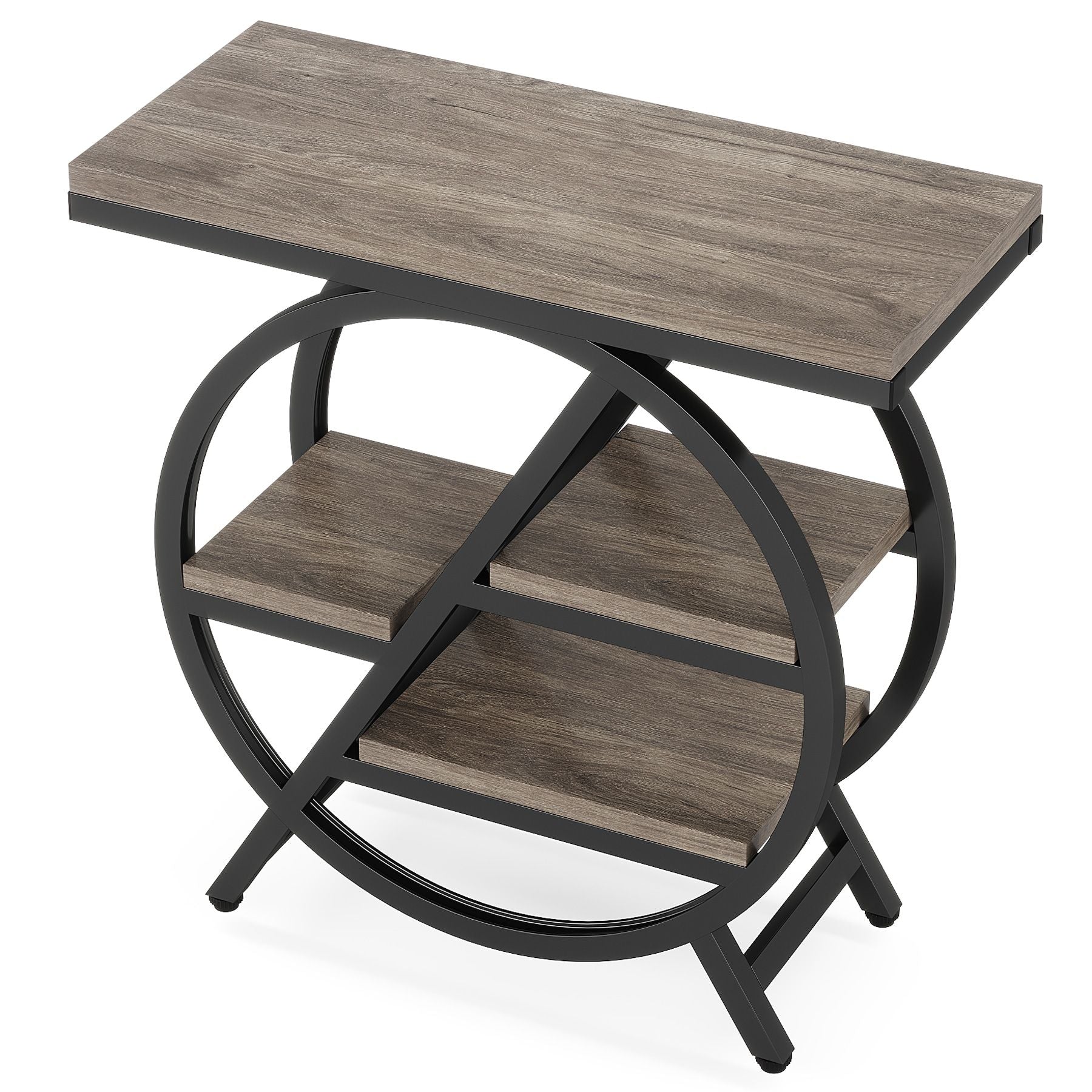 Industrial 4-Tier End Table with Staggered Shelves