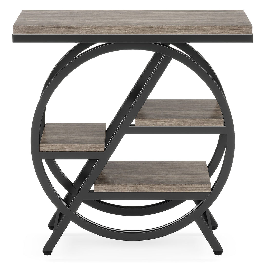Industrial 4-Tier End Table with Staggered Shelves
