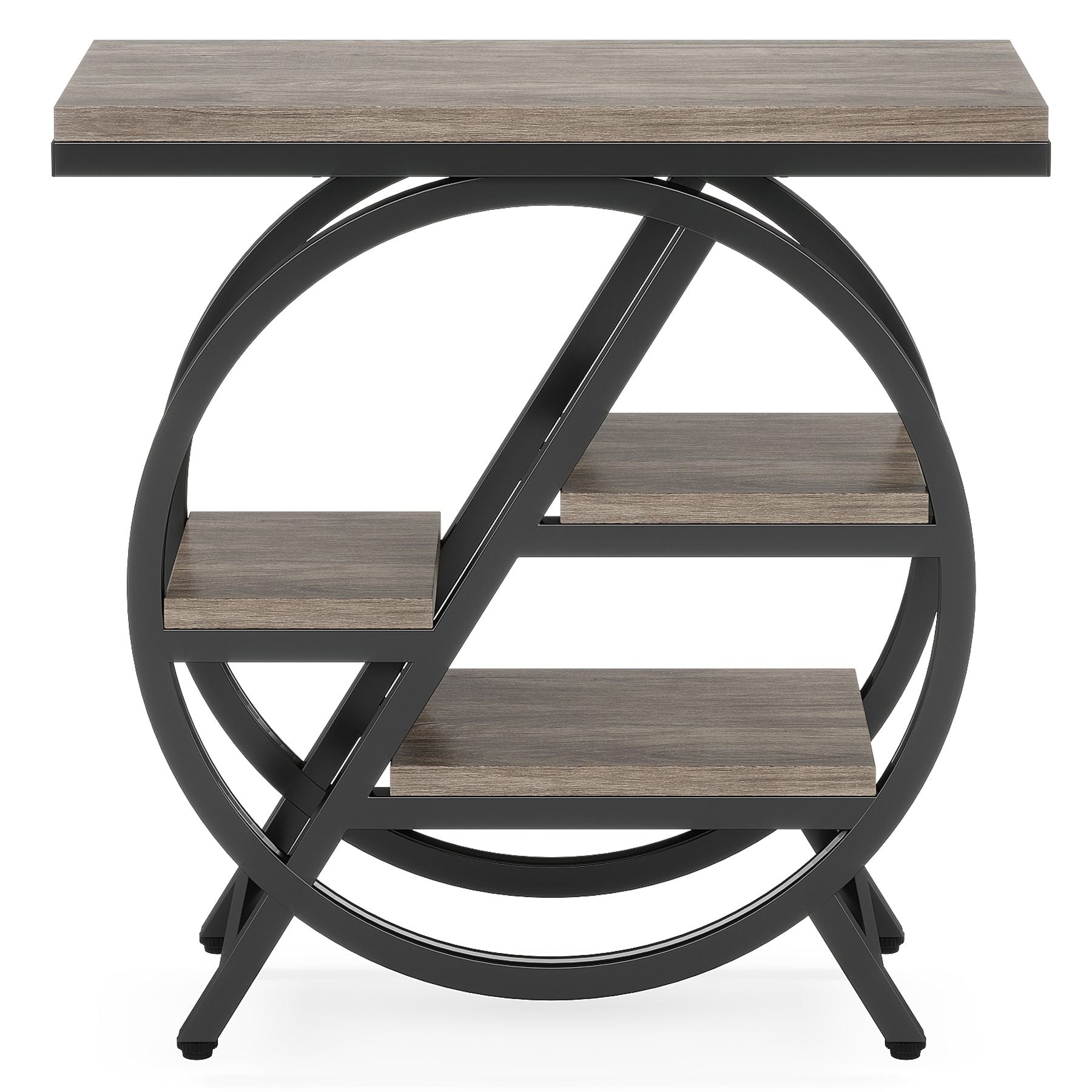 Industrial 4-Tier End Table with Staggered Shelves