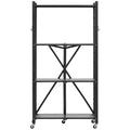 4-Tier Foldable Storage Shelf, 28W x 13D x 54H Folding Metal Rack Shelving Unit, No Assembly Or